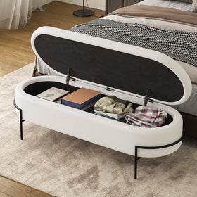 Weißer Aufbewahrungs-Ottomane mit Metallgestell G