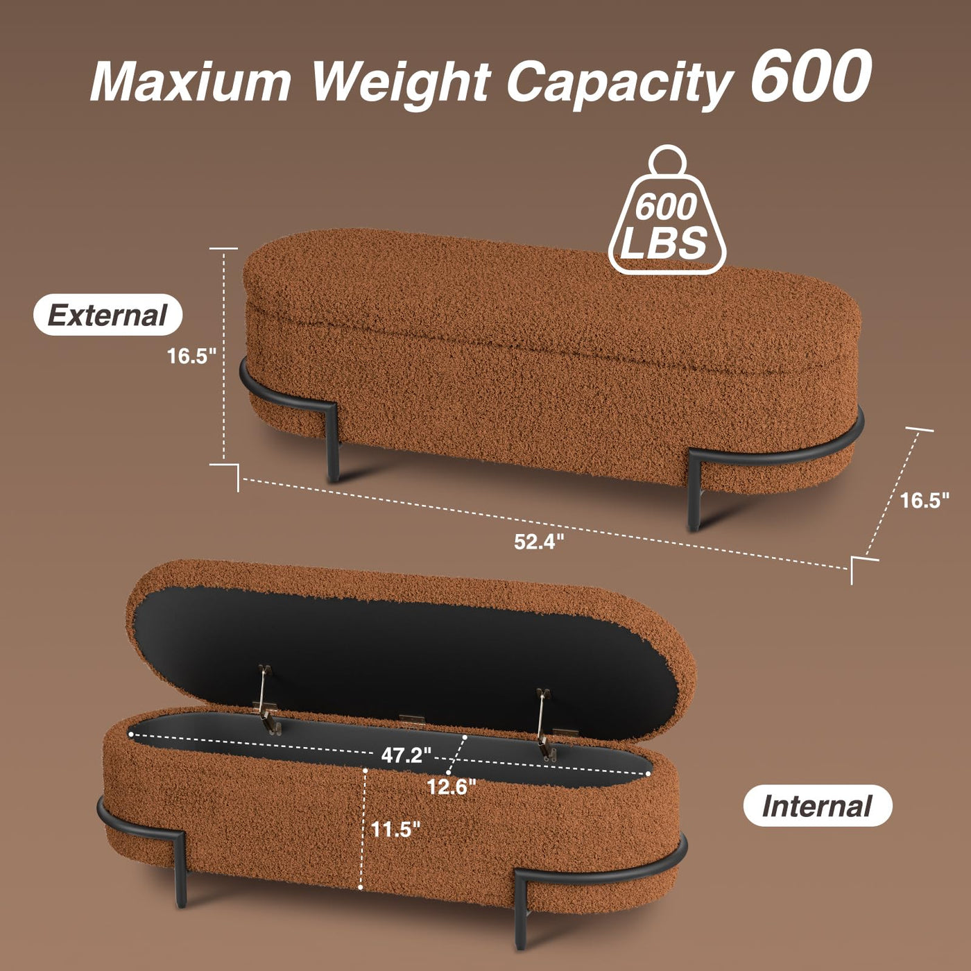 Weißer Aufbewahrungs-Ottomane mit Metallgestell G