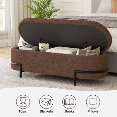 Weißer Aufbewahrungs-Ottomane mit Metallgestell G