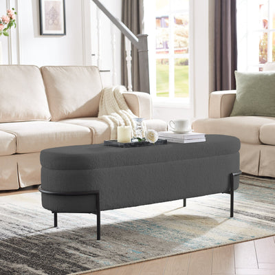 Weißer Aufbewahrungs-Ottomane mit Metallgestell G